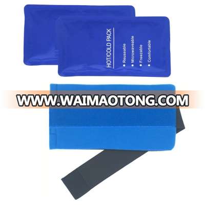 Flexible Gel Ice Pack and 1 Wrap with Elastic Strap for Hot/Cold Therapy